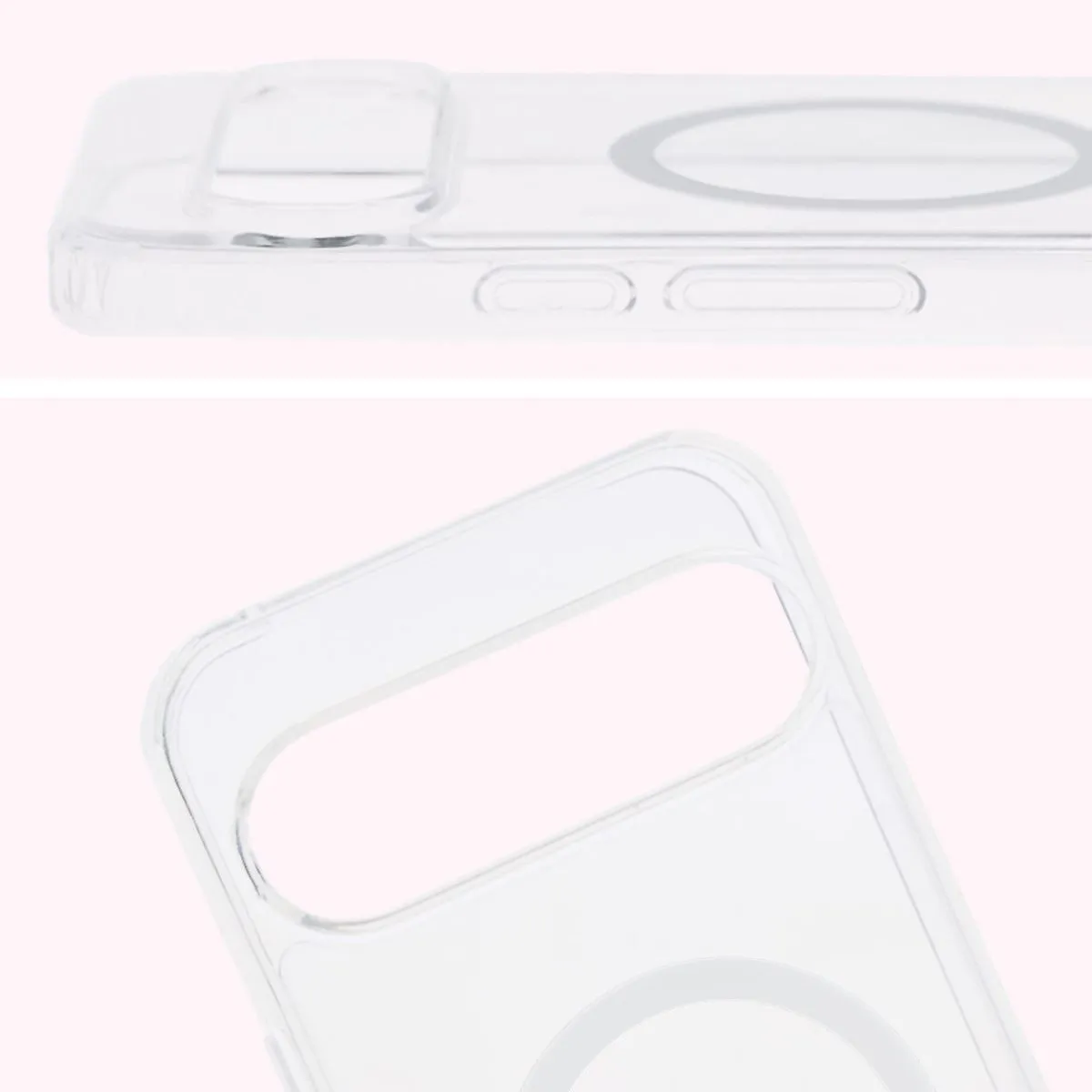 Pełne wycięcie i podwyższone krawędzie aparatu w etui Bizon Case CrystalO